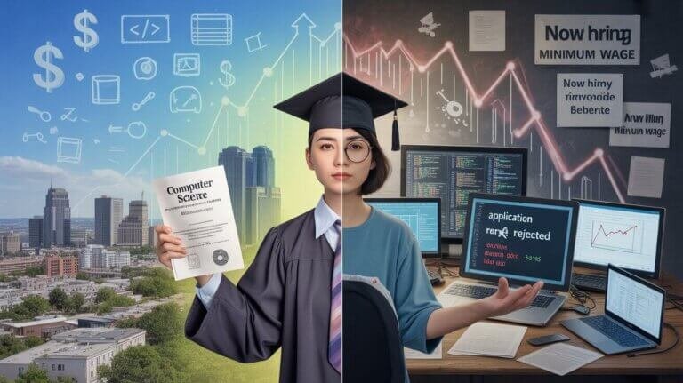 Computer science job market crisis leaves grads unemployed despite 6-figure promises. Discover why CS unemployment hits 6.1% and strategies to navigate the changing tech landscape.